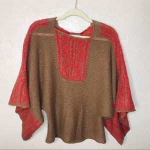 Wooden Ships Brown Embroidered Wool Knit Sweater